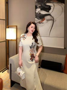 GLEC | Large Size Women Summer New Vintage Embroidered Cheongsam Dress