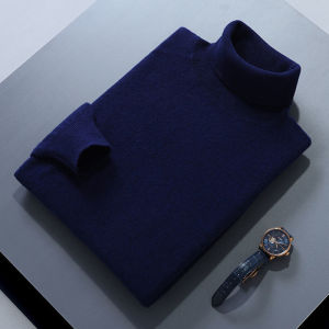 Cashmere Cotton Blend Turtleneck Men Pullover 2025 Autumn Winter High Collar Jumper Jersey Hombre Pull Homme Knitted Sweater