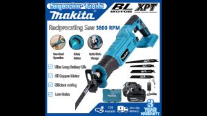 Makita Cordless Reciprocating Saw Adjustable Speed Chainsaw Cutting Bandsaw Portable Multi-Function Gardening Tool With 2 Battery