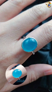 Collectors Grade Icy Peru Amazonite S925 Silver Adjustable Ring