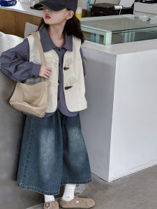 MPW | Girls Fashionable Three-Piece Set Skirt Autumn Clothes Casual Style Childrens Wear Trendy Vest Outfit For Ages 3-14