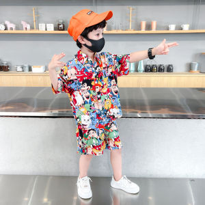 Boys Summer Outfit Set Trendy Two-Piece Cotton Shirt And Pants Casual Wear for Kids Ages 4-12 Seasonal Clothing Ensemble