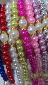 สร้อยมุกบูชาพระแม่ลักษมี พระแม่อุมา พระแม่สุรัสวดี พระแม่ฮินดูได้ทุกองค์ รุ่น มุกงาม  มี 11 สีให้เลือก+ข้อเพชร+มุกใหญ่ ยาวพิเศษ 130 cm. สวยหรู วิบวับ สะดุดตา