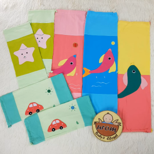 [HỎA TỐC] Vỏ áo gối ôm cho bé vải Cotton Cara dây rút hình họa tiết trẻ em dễ thương may thêu nhiều kích cỡ size (40 - 50 - 60 - 70 cm) Urombaby