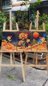 Bộ 3 tấm tranh phong thủy Hoa Sen sang trọng quà tặng tân gia - nhà mới - trang trí phòng khách - phòng ngủ - cửa hàng - công ty chất liệu gỗ in tráng gương