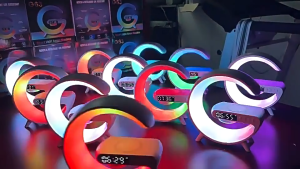 Mini Bluetooth Night light sound Multifunctional Wireless Charger Speaker with Alarm Clock and Color Lights Fast Charging Speaker