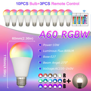 10PCS Led RGB 16 Color Changing Lamp E27 Dimmable Smart Light 220V RGBW Magic Bulbs 10W 20W Home Party Decor LightingSpot Lampa