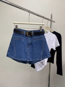 กระโปรงยีนส์ขาสั้นทรงเอเอวสูงทรงสลิมฟิตสำหรับฤดูร้อนปี 2025 กระโปรงยีนส์ทรงเอสำหรับสาวฮอต แฟชั่น ทรงสลิมฟิต