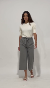 MINEOLA Tie Belt Straight Cut Wide Leg (Celana kulot wanita kekinian korean style)