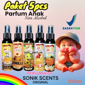 PAKET 5PCS PARFUM ANAK PARFUM KIDY 100ML BPOM NON ALCOHOL WANGI BUAH BUAHAN FRESH