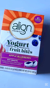 Thanh lý men vi sinh nhuận tràng align PROBIOTIC Yogurt COATED PROBIOTIC fruit bites APPLE BLUEBERRY 21 pouches 252g/Mỹ