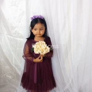 Gaun Kondangan Anak Perempuan: Model Terbaru Burgundy & Lengan Panjang