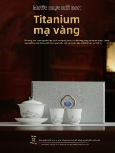 JIXIANSHENG | Bộ Trà Gaiwan Phong Cảnh Mực Titan Đựng Quà