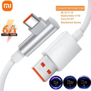 Original Xiaomi 6A USB Type-C Cable 120W 67W TurboCharge Elbow Esports Cable Fast Charging Cord For Redmi 15 14C 13C A3 Note 15 14 Pro 13 12 Xiaomi 17 15 14T Pro 13 Lite POCO C85 C75 5G M7 M6 Pro F6 Pro F7 Ultra X7 X6 X5 Pro X3