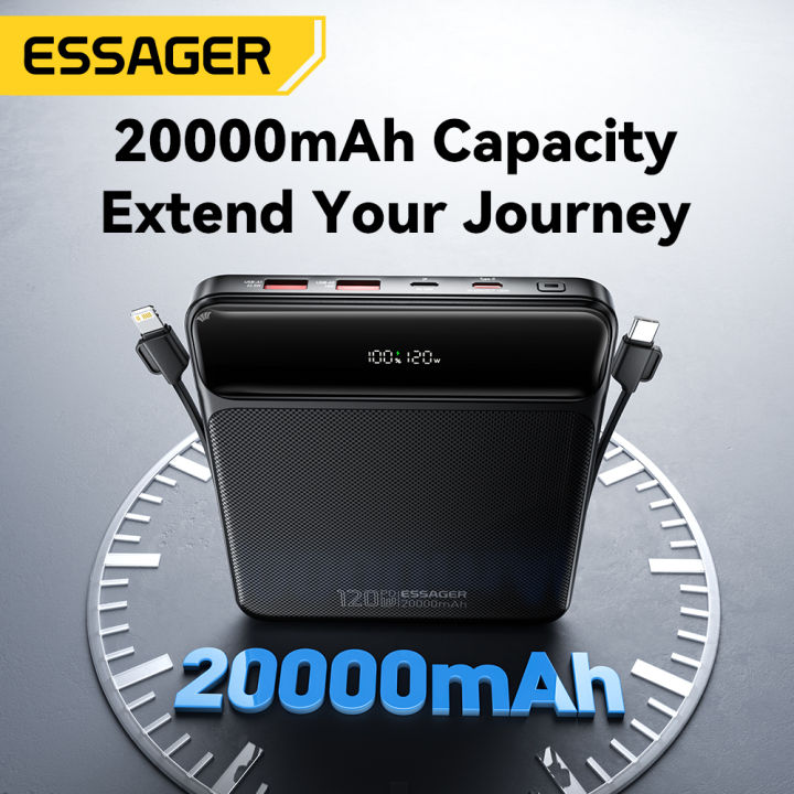 Essager 120W 20000mAh USBA Type C Power Bank Digital Display Ultra thin Essager 120W 20000mAh USBA Type C Power Bank Digital Display Ultra thin