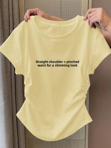 ZUKUN | Creamy Yellow Slim-Fit Womens Summer T-Shirt