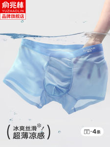Yu Zhaolin Men Underwear Ice Silk Cool Boys Boxer Shorts Seamless Antibacterial Sports Breathable Underpants Mens Fashion
