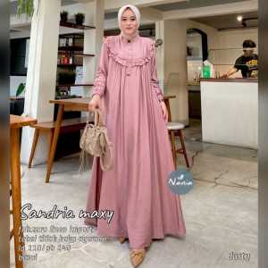 DRESS GAUN GAMIS WANITA POLOS TERBARU BAHAN LINEN LENGAN PANJANG MAYUNG KANICING DEPAN BUSUI PERMIUM BISA COD