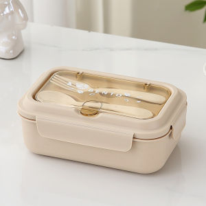 JUSTINLAU Hộp Cơm Trưa Di Động Dành Cho Trẻ Em Trường Học Bento Ngăn Đựng Thức Ăn Kín Có Bộ Đồ Ăn Hình Chữ Nhật Có Thể Dùng Trong Lò Vi Sóng PP/AS/Silicone