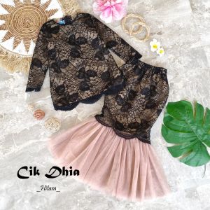 setelan anak perempuan cik dhia/setelan rok duyung/baju pesta anak