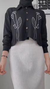 Atasan Crop Wanita Blouse Bordir Bunga Rayon Premium Pevita