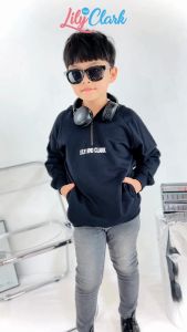 Lily And Clark Hoodie Anak Laki-laki model Half Zip Warna Hitam - HHZ02