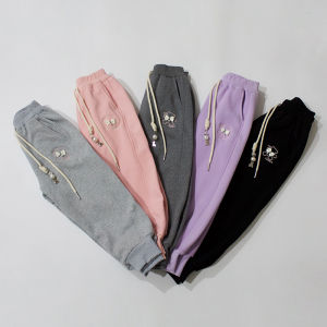 Girls Winter Sport Pants 110-150 Codpiece95% Cotton Fleece LiningOlive Soft FabricLengthened Winter Trousers Childrenswear