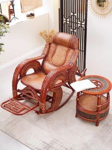 Adults Wicker Rocking Chair Afternoon Nap Special Chair Balcony Home Leisure Chair Living Room Swinging Chair Vine Weaving