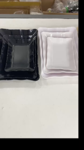combo 3 cái Đĩa hoa chữ nhật nhựa MELAMINE có 3 màu trắng nâu đen đủ size dễ lựa chọn