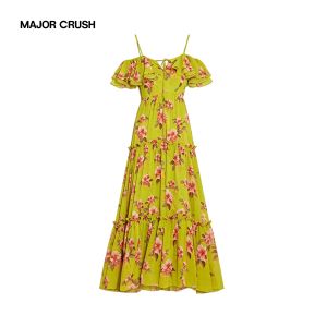 Off-shoulder Ruffle French Maxi Dress