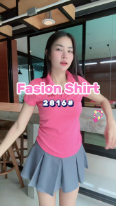 2816# เสื้อยืดคอปกสำหรับผู้หญิง เสื้อยืดแขนสั้น ผ้านิ่มใส่สบาย น่ารัก มินิมอล