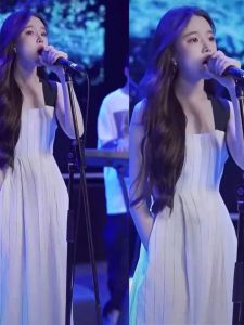 Dai Yutong Striped White Strapless Dress Fashionable Fairy Skirt Elegant Long Dress Versatile Summer Dress A-Line Silhouette