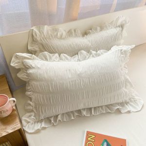 1 PIECE Pillow Case Ruffle Lace Seersucker Design Envelope Type Pillowcase 48x74cm Pillow Cover