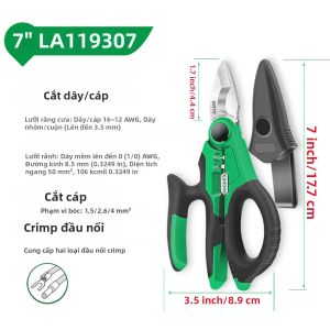 LAOA | Kìm Điện Đa Năng LAOA 7 Inch Thép CR-V Cắt Tuốt Dây Bấm Cos Cho Cáp 1.5-4mm² AWG