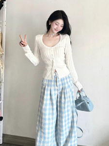 HUOLISI | White U-Neck Hollow Bow-Knotted Knit Cardigan