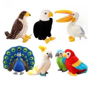 Simulation Stuffed Animal Cute Birds Parrots Toucan Eagle Peacock Pigeon Plushies Kids Baby Toys Educational Gift For Children