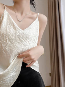 Elegant Acetate Satin Strap Vest Womens Summer New Unique Exquisite Suit Inner No Sleeve Small Top Autumn Fashion