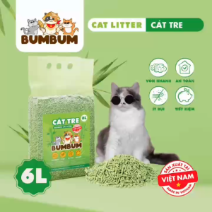 Combo 6 túi 36L - Cát tre Việt Nam BUMBUM - cát mèo an toàn ít bụi vón nhanh khử mùi tốt không hoá chất độc hại phù hợp với cả mèo con và mèo nhạy cảm- Vietnam bamboo cat litter
