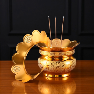 Vỉ khay hứng tàn nhang lư bát hương thờ cúng chất liệu hợp kim mạ đồng
