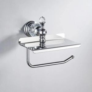 Giá Đỡ Giấy Vệ Sinh Bằng Giấy Pha Lê Mạ Vàng Chrome Treo Tường Có Kệ Đựng Giấy Vệ Sinh Trong Phòng Tắm Phụ Kiện Hợp Kim Kẽm 85486W