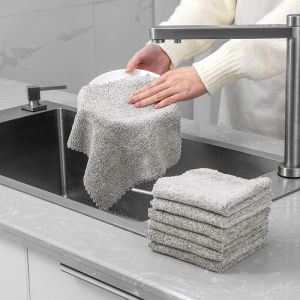 Multifunctional Trimmed Wave Strong Absorbent Bamboo Charcoal Decontamination Towels Home Kitchen Microfiber Degreasing Cleaning Dishcloth Rag