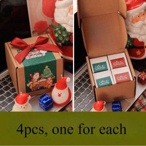 1/4pcs Candle Christmas Play Scented Candle Ornament Gift Decoration Cute Snowman Snowflake Elk Tree Shape Candle Christmas