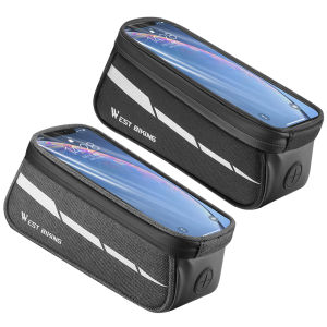 【New Arrival】WEST BIKING Bicycle Pouch Phone Case Touchscreen Bicycle Front Frame Bag Carrier Pack Reflective Large Capacity MTB Road Bike Accessories