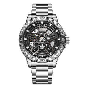 MARK FAIRWHALE Mens Wristwatch Automatic Self-Winding Scratch-Resistant Metal Case Bracelet Waterproof Fashion Watch
