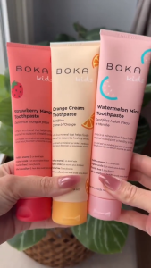 Boka Kids ยาสีฟันนาโนไฮดรอกซีอะพาไทต์ ปราศจากฟลูออไรด์ - รสสตรอว์เบอร์รีมะม่วง - 113 กรัม