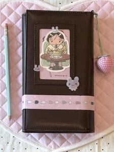 Retro Brown A6 Trifold Leather Notebook Refillable Cover for Girls High Aesthetic Student Diary Memo Notebook Cartoon Pattern
