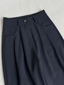 High Waist Wide Leg Casual Straight Pants Womens Black Suit Pants Fall Season Share Good Things Small Size Hanging Sense