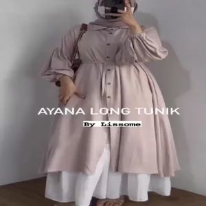 TUNIK VIRAL MODREN REMAJA TUNIK WANITA DEWASA TUNIK IMPORT MUSLIM KOREAN STYLE CRINKLE - AYANA LONG TUNIK