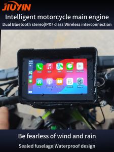 5-inch portable motorcycle (quickly detachable) screen dual Bluetooth GPS navigation device with IP67 waterproof display suitable for wireless Apple CarPlay Android Auto motorcycle accessories