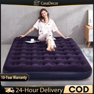 CASA 5 Sizes Air Mattress with Pump Intex Fiber Tech Dura Beam Blue Camping Inflatable Air Bed Mattress + Electric Pump - Tilam Angin